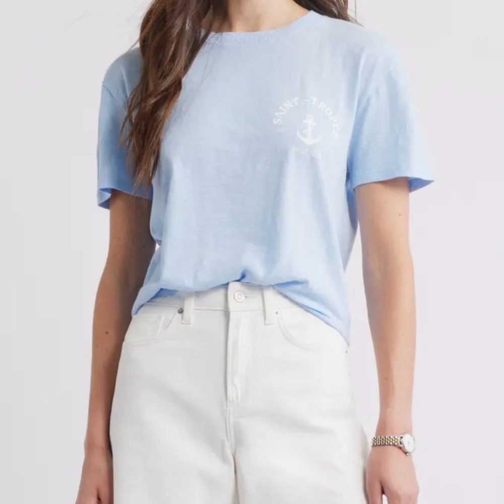 Caslon Light Blue Saint-Tropez Anchor Graphic Tee